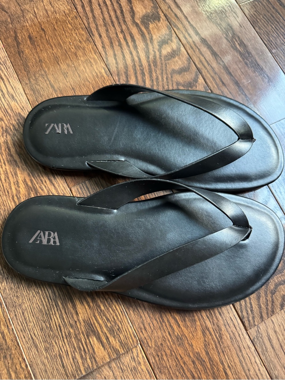 ZARA Black Leather Thong Sandals - Picture 4 of 5